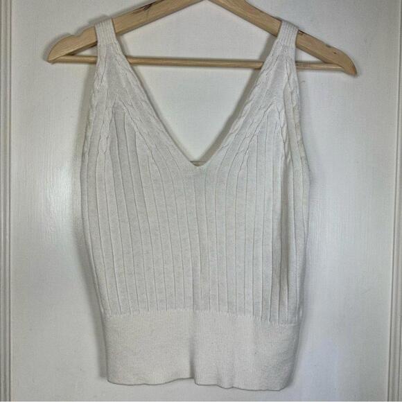 Aritzia Cream Ribbed Knit Tank Top - Picture 3 of 9